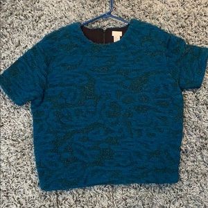 Short sleeve teal wool top